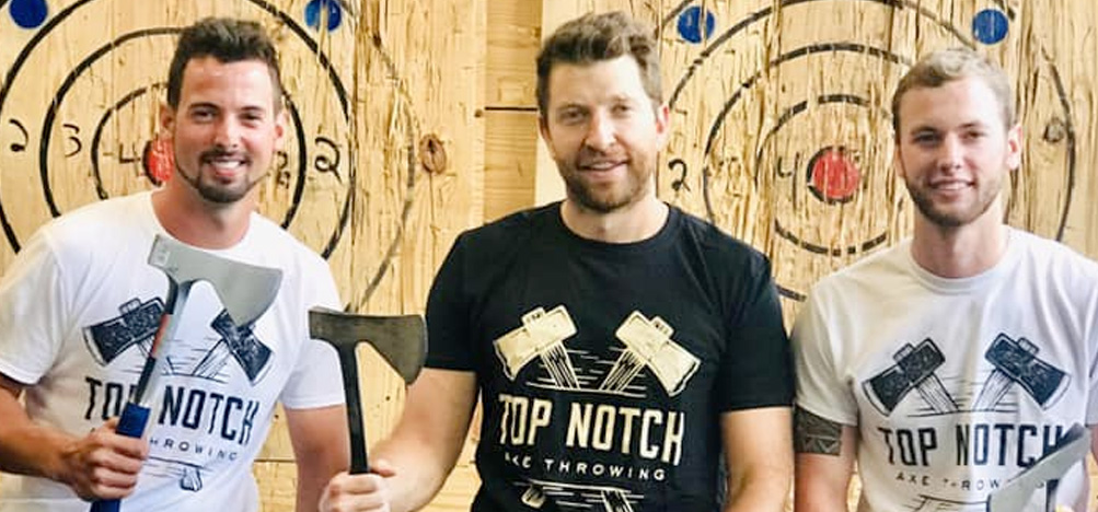 Brett Eldredge at Top Notch Axe Throwing