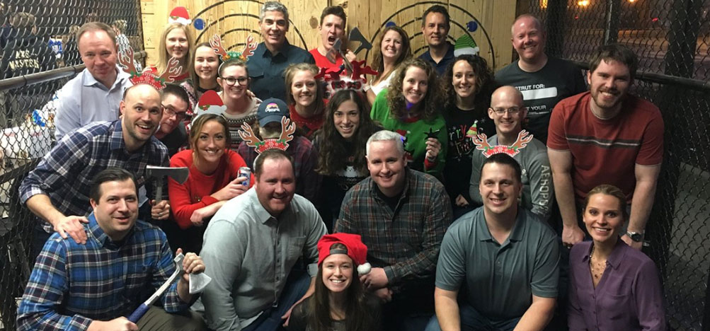 team building at Top Notch Axe Throwing