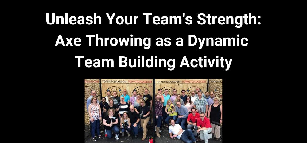 group work photo in front of top notch axe throwing bulls eyes